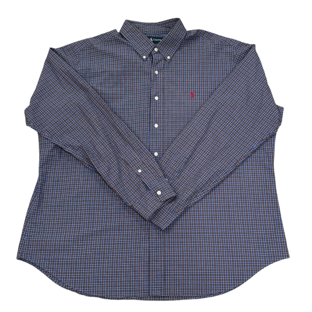 Polo Ralph Lauren Men Classic Fit Blue Plaid Button Down LS Size XXL Blue Label